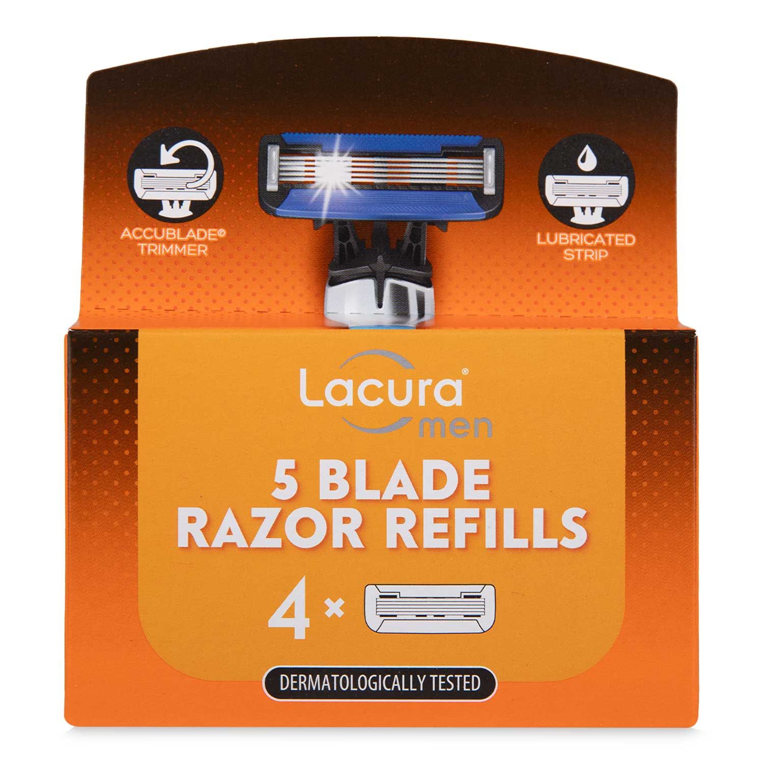 Lacura Men's 5 Blade Razor Refill 4 Pack